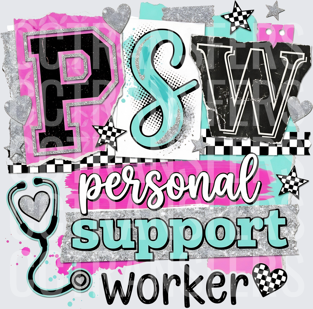 PSW Personal Support Worker Stethoscope Heart (DTF)