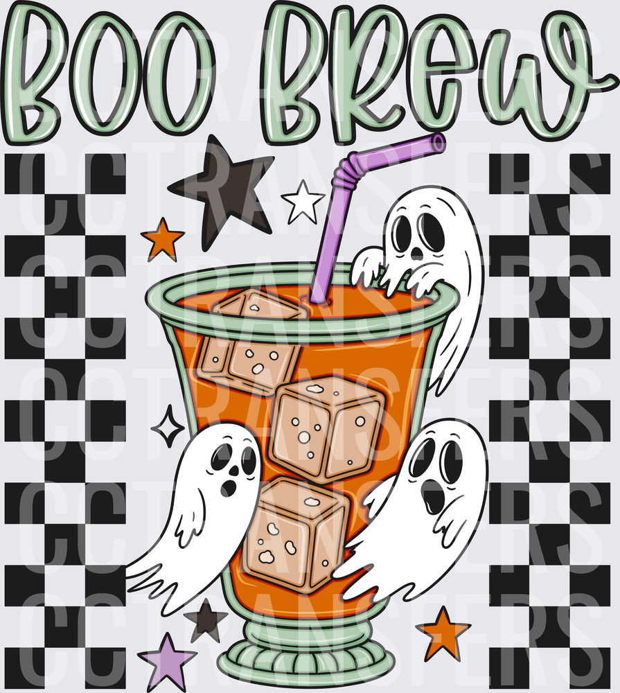 Boo Brew Halloween Ghost Iced Coffee Cup (DTF)