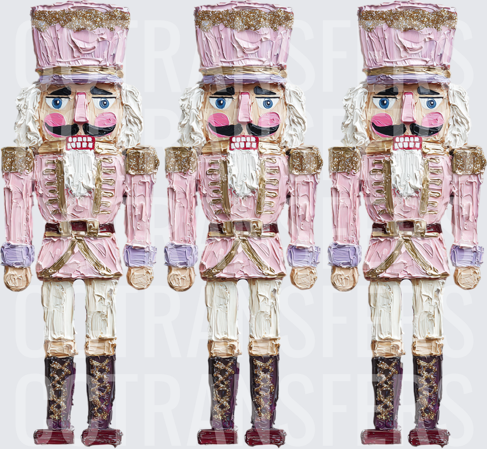 Pink Glitter Nutcracker Soldier Trio Textured Art (DTF)