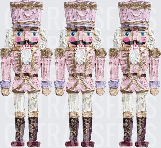 Pink Glitter Nutcracker Soldier Trio Textured Art (DTF)