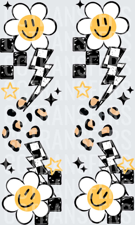 Smiley Daisy Checkered Lightning Bolt Leopard Print (DTF)