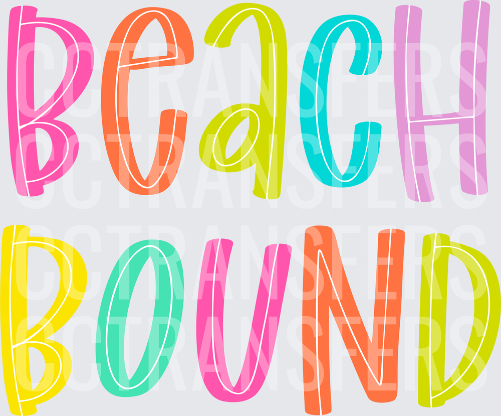 Beach Bound Colorful Bold Summer Typography (DTF)