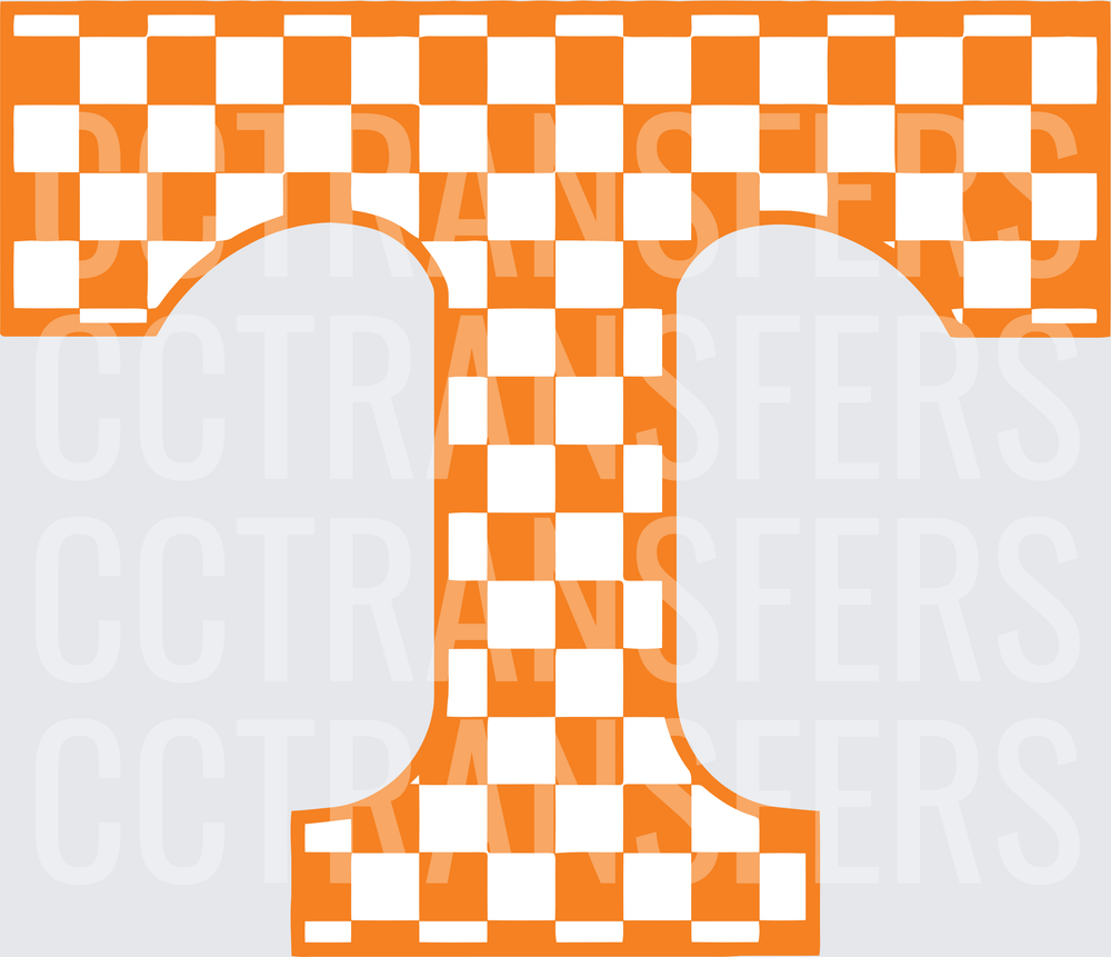 Orange Checkered Bold Letter T Logo (DTF)
