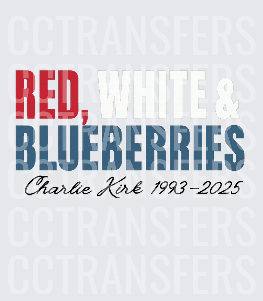 Red White & Blueberries Script Memorial Tribute (DTF)