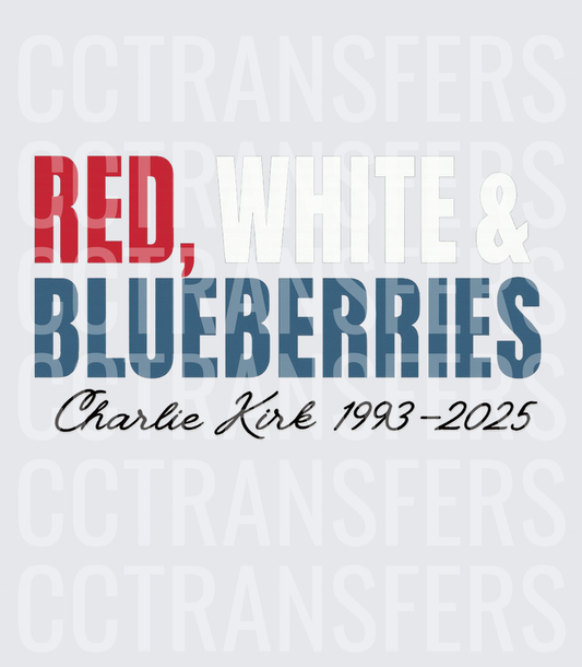 Red White & Blueberries Script Memorial Tribute (DTF)