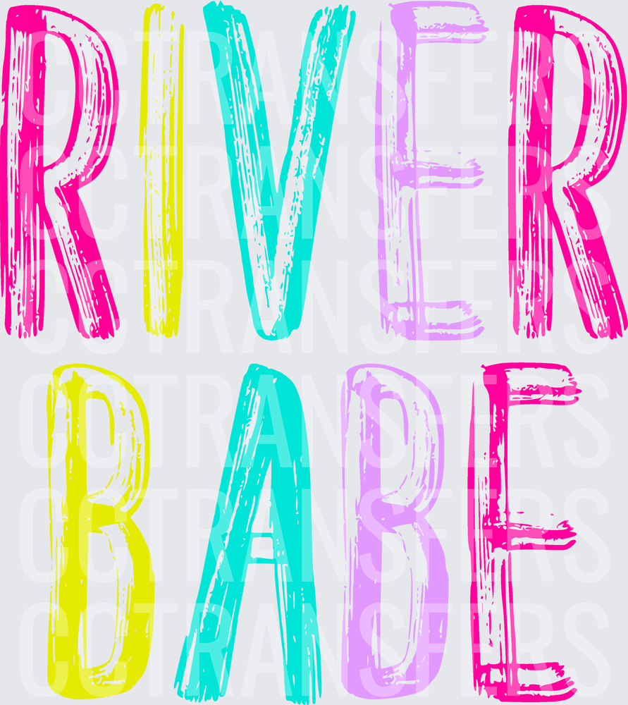 River Babe Colorful Brush Letter Typography (DTF)