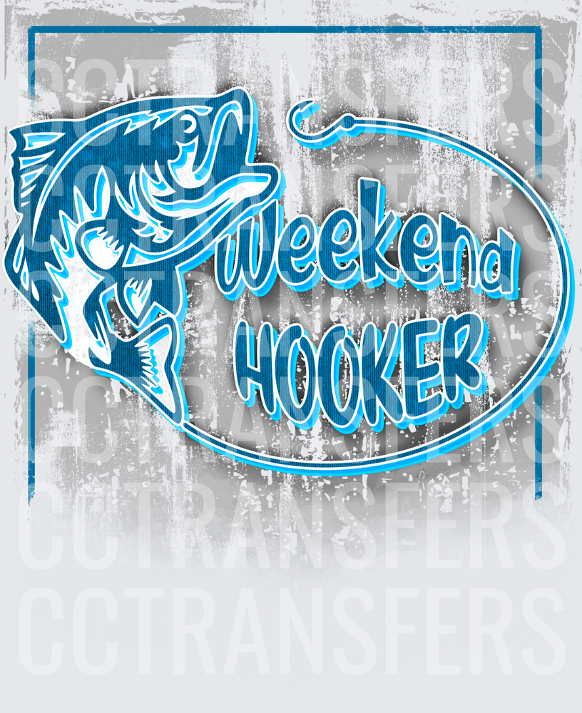 Weekend Hooker Bass Fish Grunge Oval Design (DTF)
