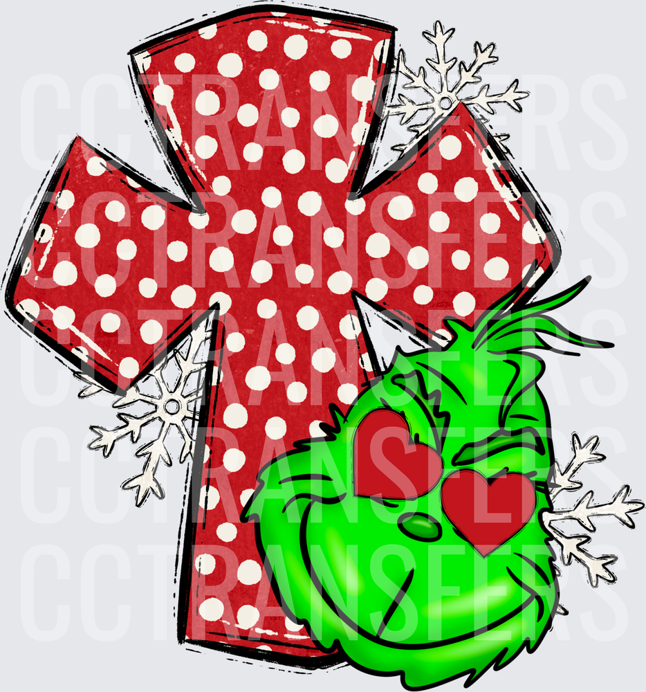 Red Polka Dot Letter Y G-Man Heart Eyes Snowflakes (DTF)
