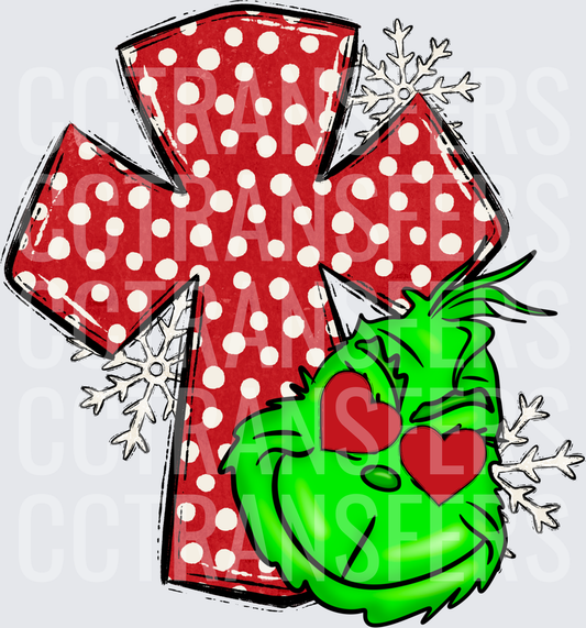 Red Polka Dot Letter Y G-Man Heart Eyes Snowflakes (DTF)