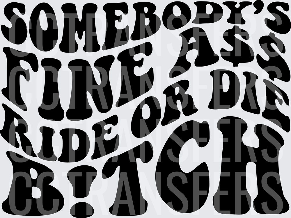 Somebody's Fine A$$ Ride Or Die B!tch Wavy Bold Text (DTF)