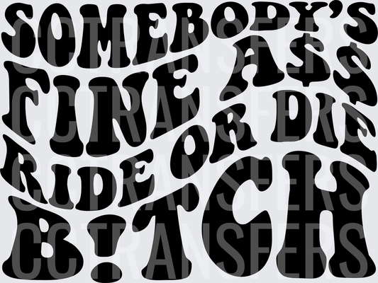 Somebody's Fine A$$ Ride Or Die B!tch Wavy Bold Text (DTF)