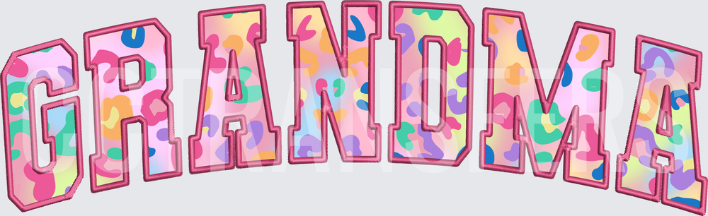 Grandma Varsity Arch Colorful Leopard Print Letters (DTF)