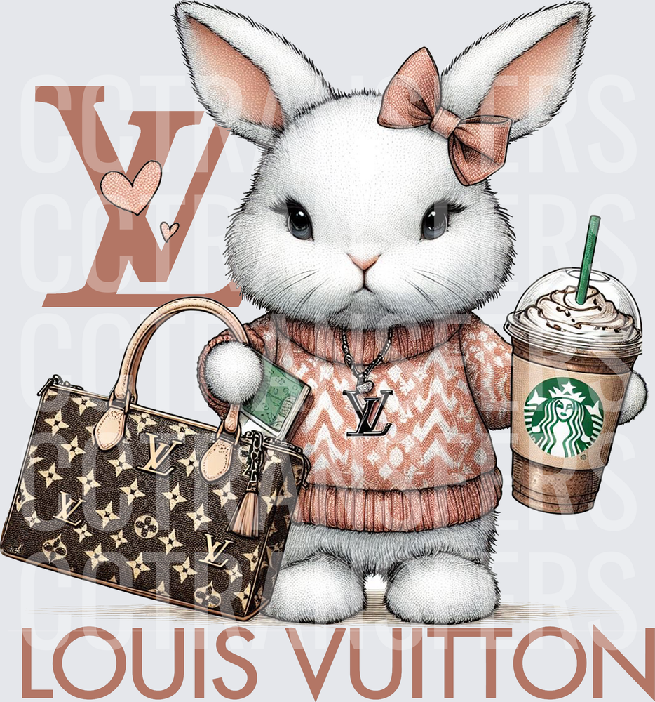 Cute Bunny Luxury Bag Iced Coffee Bow Sweater (DTF)