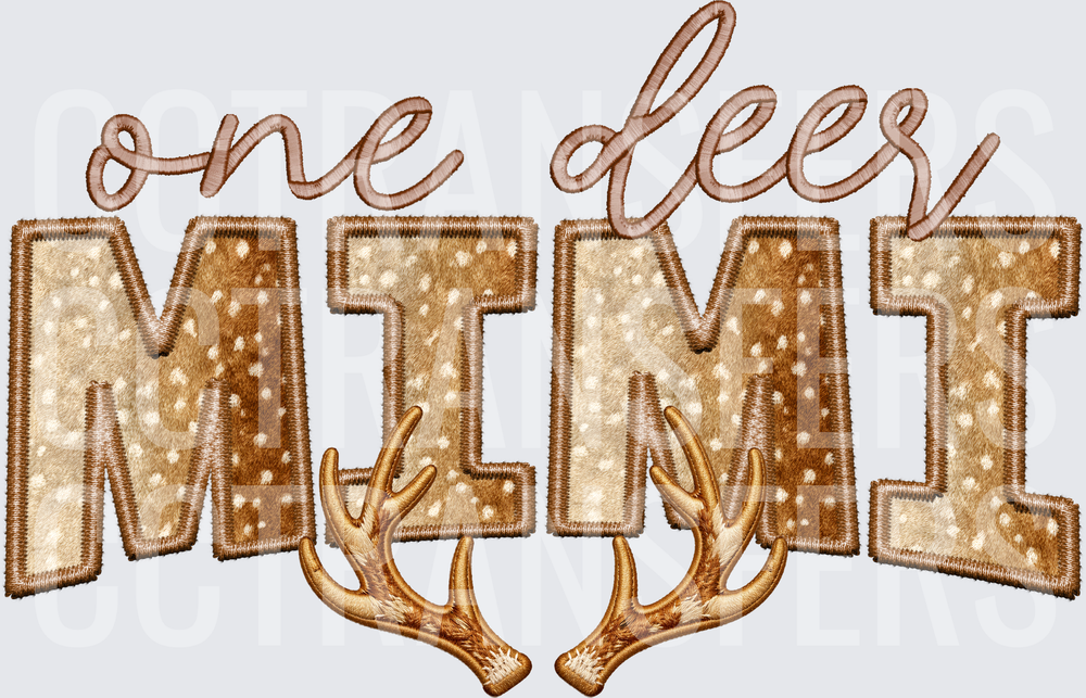 One Deer Mimi Faux Embroidery Antlers (DTF)
