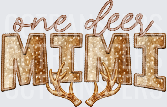 One Deer Mimi Faux Embroidery Antlers (DTF)