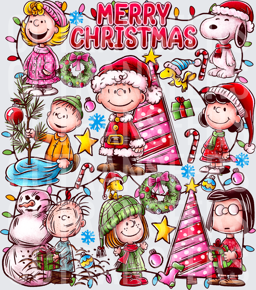 Merry Christmas Cartoon Gang Holiday Characters (DTF)
