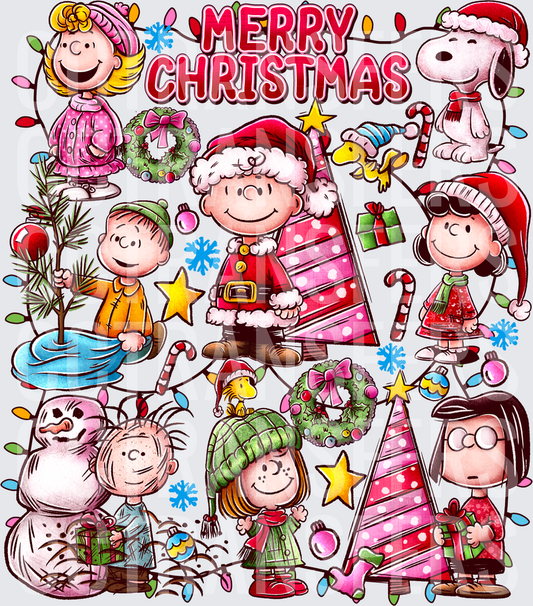 Merry Christmas Cartoon Gang Holiday Characters (DTF)