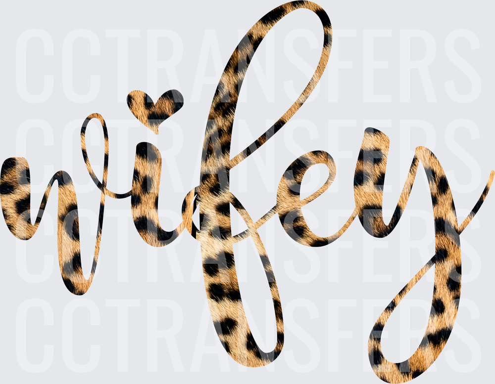 Wifey Leopard Print Script with Heart (DTF)