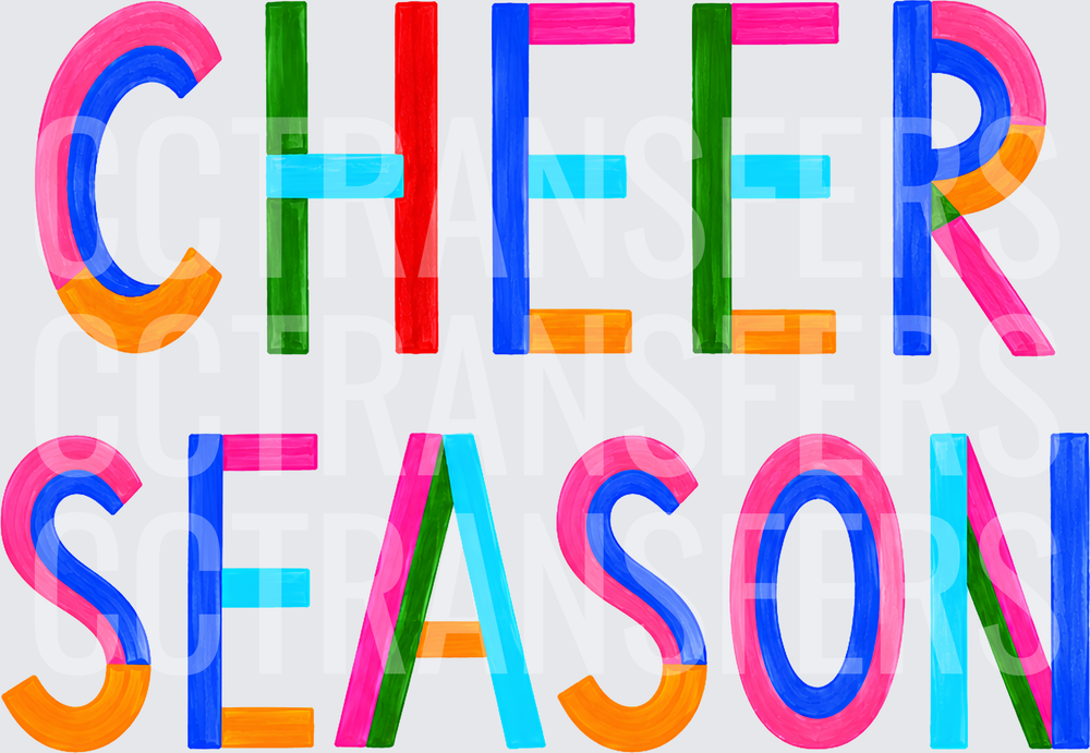 Cheer Season Bold Colorful Block Letter Design (DTF)