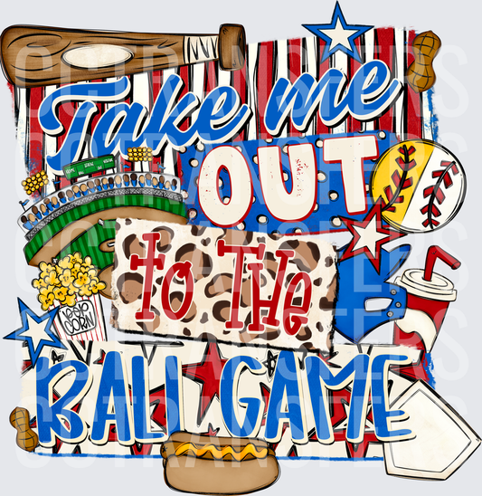 Take Me Out To The Ball Game Leopard Print Baseball (DTF)