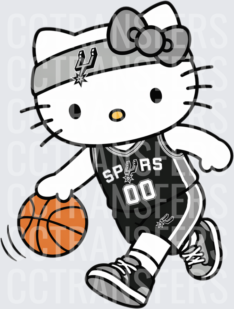Cute Cat Basketball Player Dribbling Black Jersey 00 (DTF)