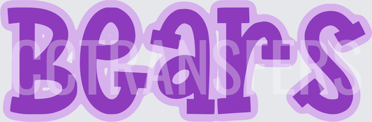 Bold Purple Bears Lettering Layered Shadow Text (DTF)
