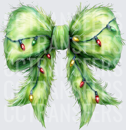 G-Man Furry Green Bow with Christmas Lights (DTF)