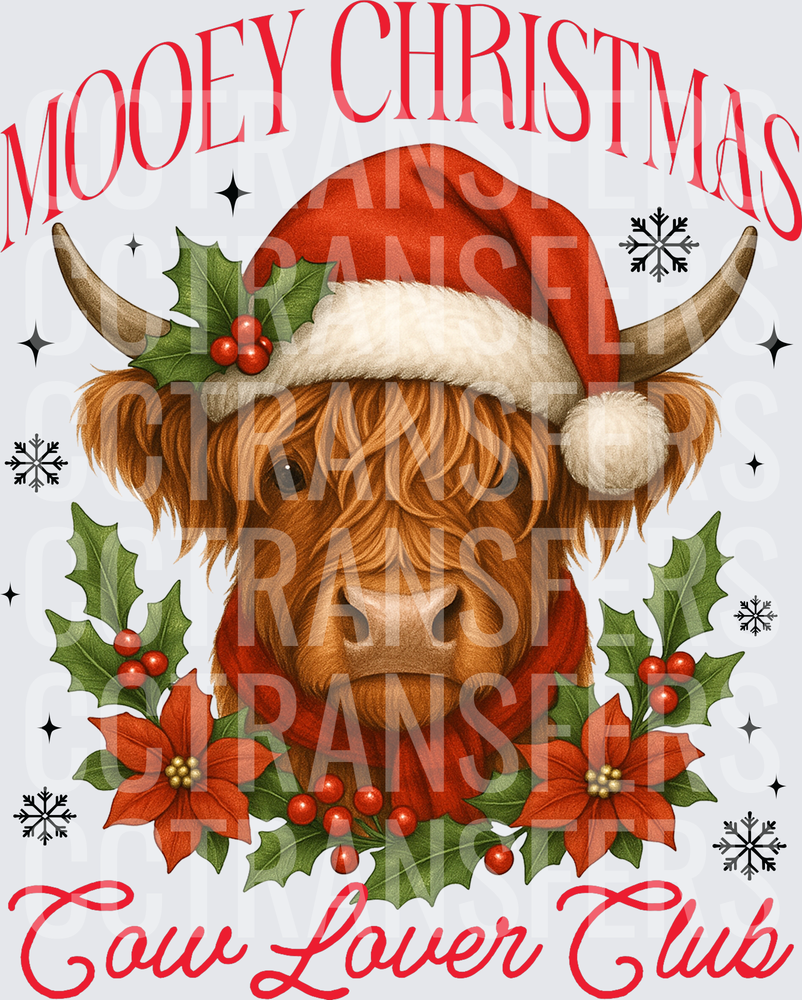 Mooey Christmas Cow Lover Club Highland Cow Santa (DTF)