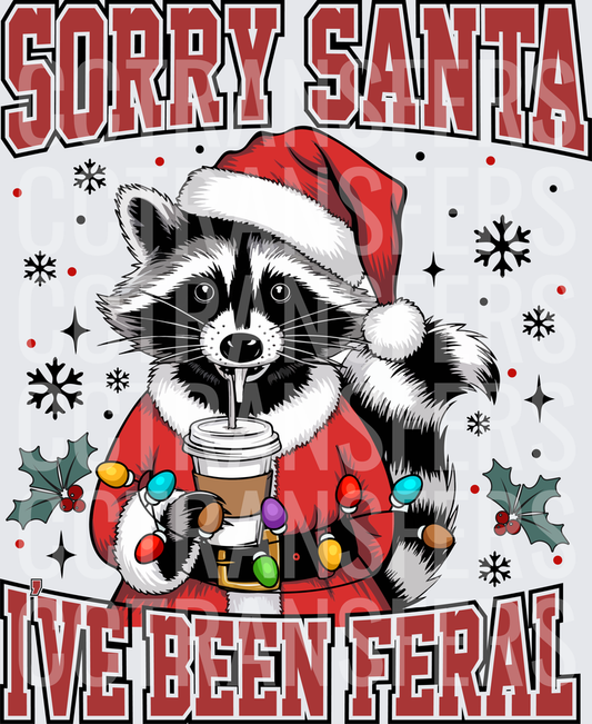 Sorry Santa I've Been Feral Christmas Raccoon (DTF)