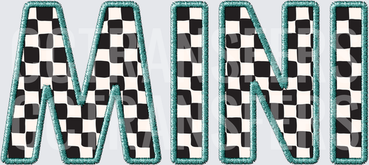 MINI Checkered Teal Embroidery Patch Letters (DTF)