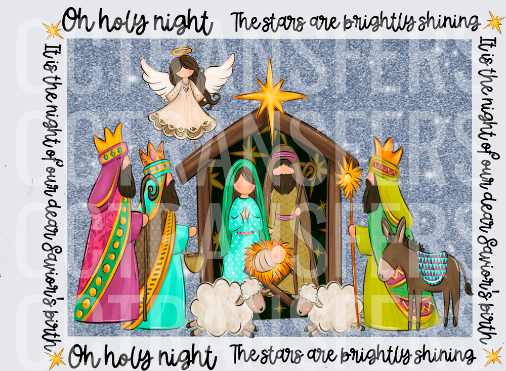 Oh Holy Night Nativity Scene Christmas Manger (DTF)