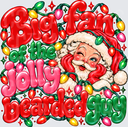Big Fan of the Jolly Bearded Guy Santa Christmas Lights (DTF)