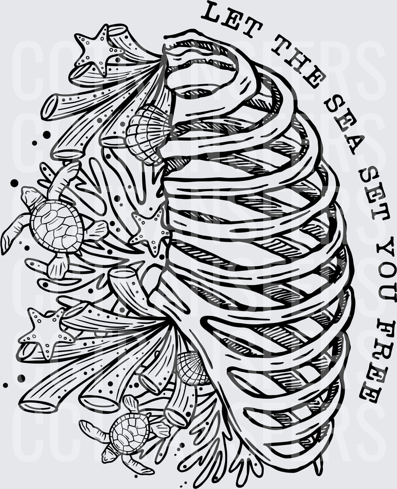 Let The Sea Set You Free Ribcage Ocean Life (DTF)