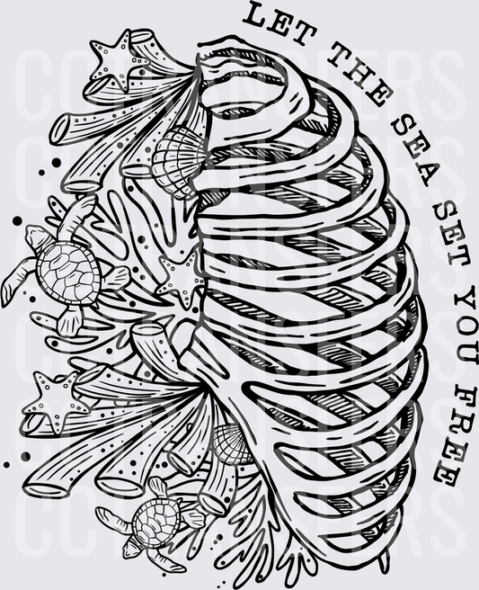 Let The Sea Set You Free Ribcage Ocean Life (DTF)