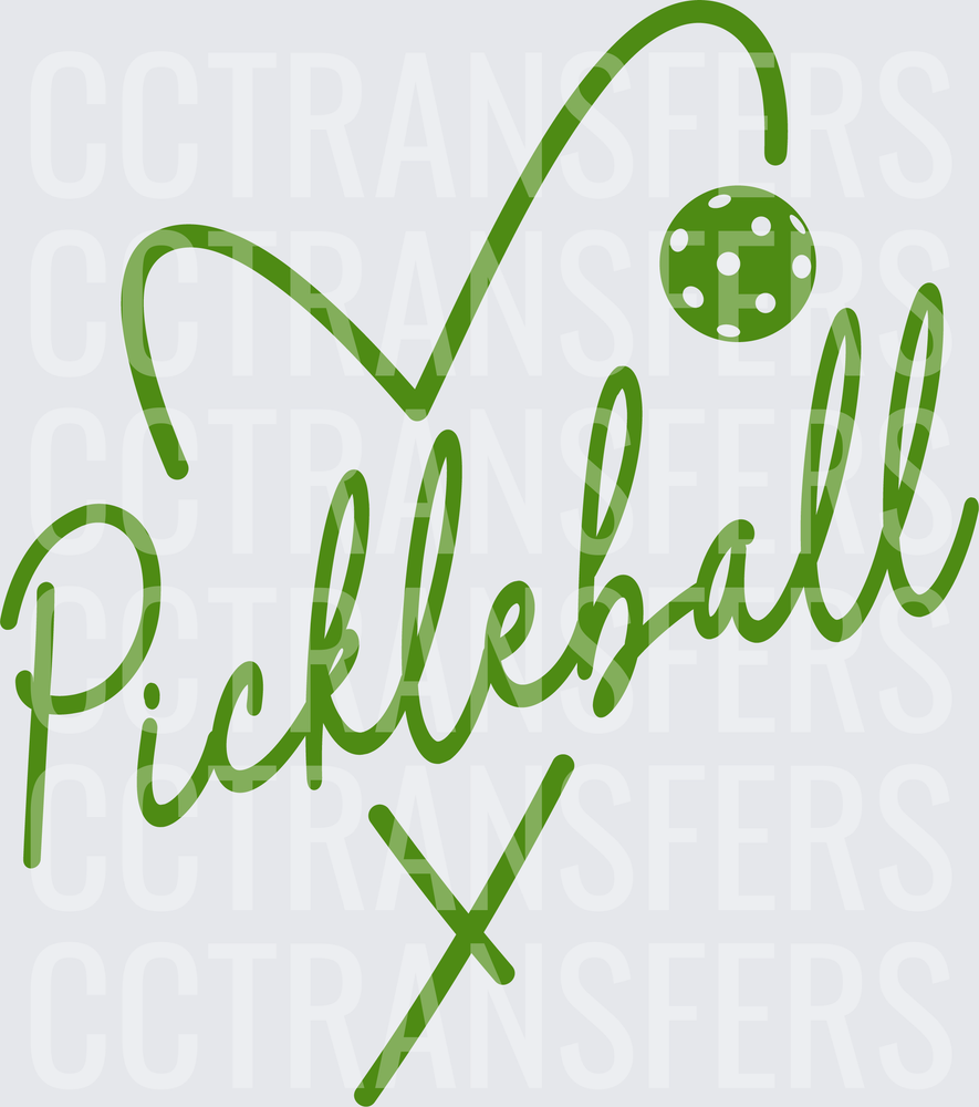Love Heart Pickleball Script with Ball and Paddles (DTF)