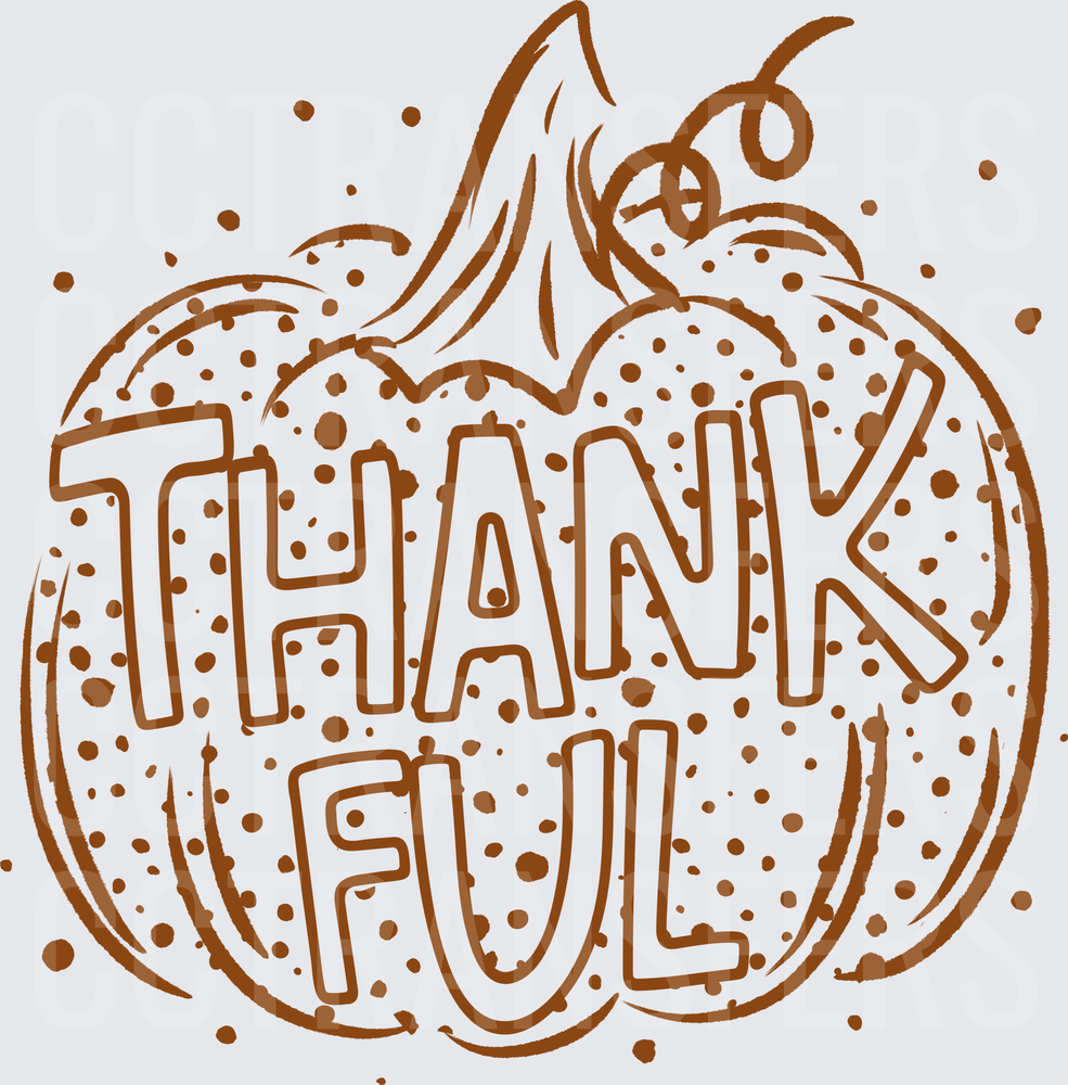 Thankful Pumpkin Sketch Rust Brown Polka Dot (DTF)