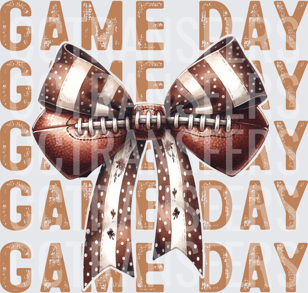 Game Day Football Bow Stacked Text (DTF)