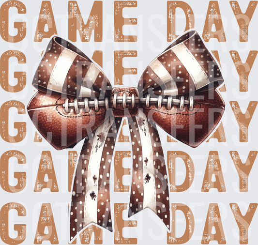 Game Day Football Bow Stacked Text (DTF)