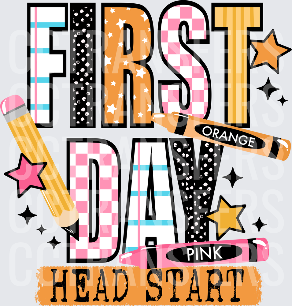 First Day Head Start Patterned Letters Pencil Crayon (DTF)