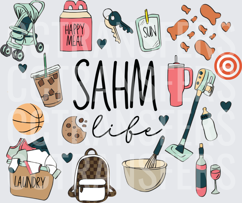 SAHM Life Stay At Home Mom Essentials Collage (DTF)