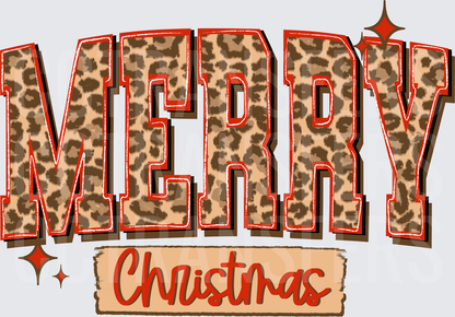 Merry Christmas Leopard Print Bold Letter Design (DTF)
