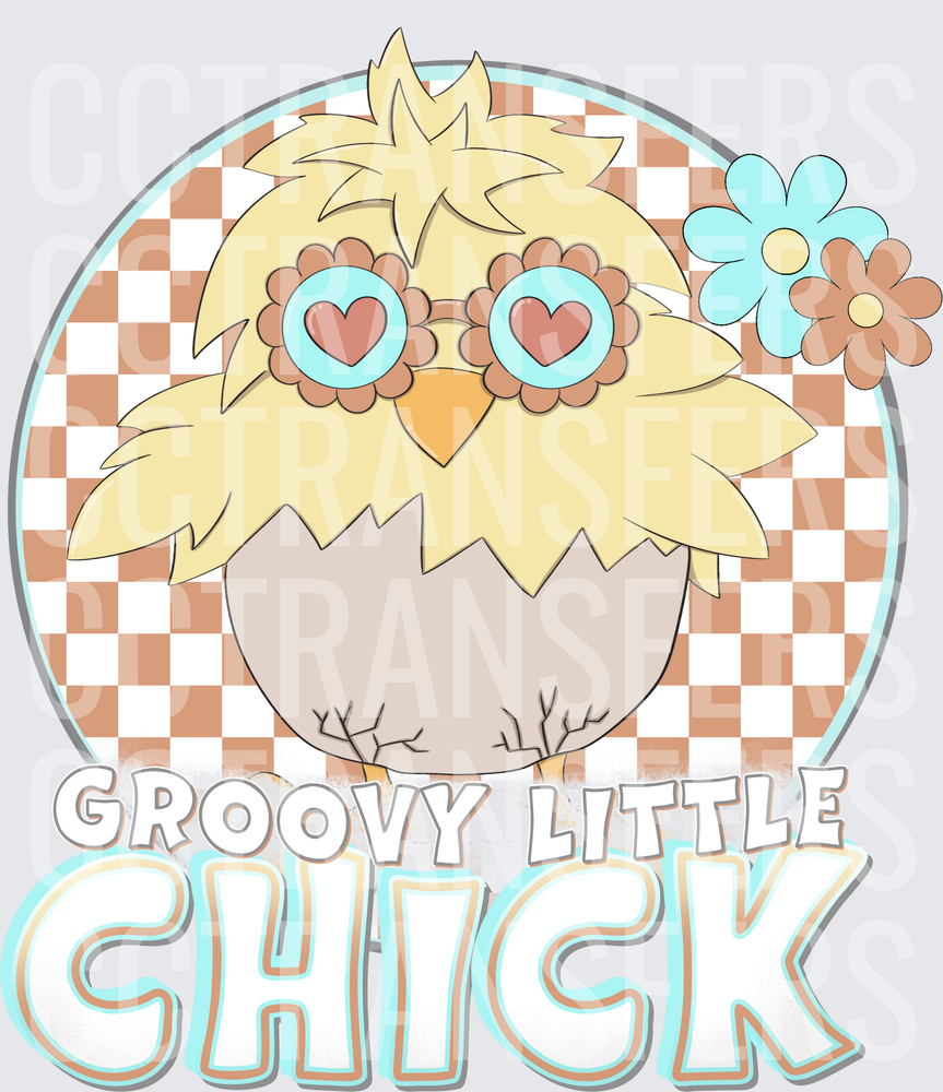 Groovy Little Chick Baby Bird Heart Sunglasses Floral (DTF)