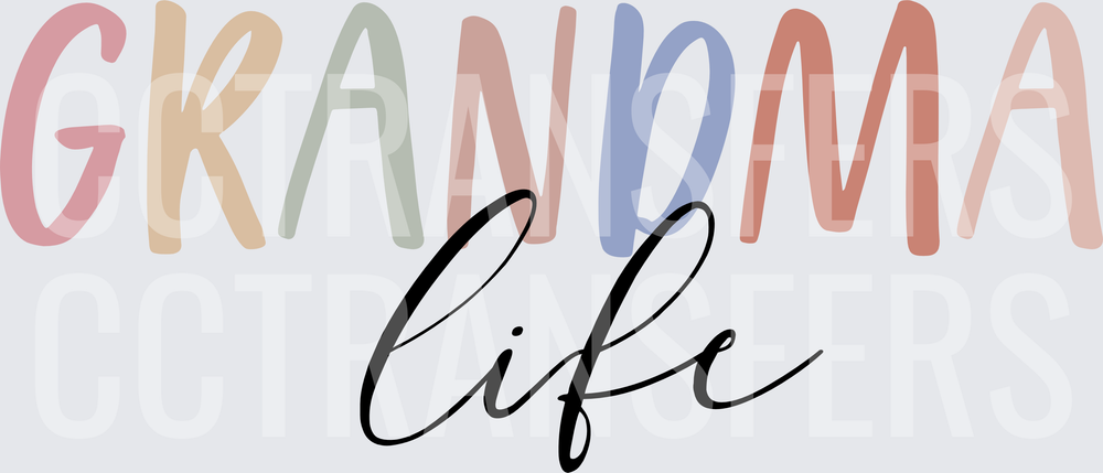 Grandma Life Multicolor Boho Typography (DTF)