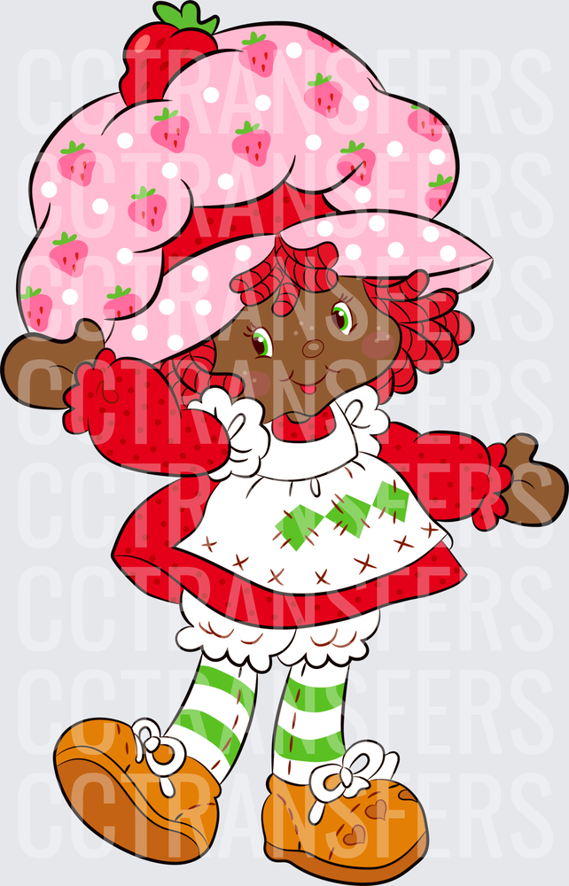 Cute Cartoon Girl Big Strawberry Hat Red Dress (DTF)