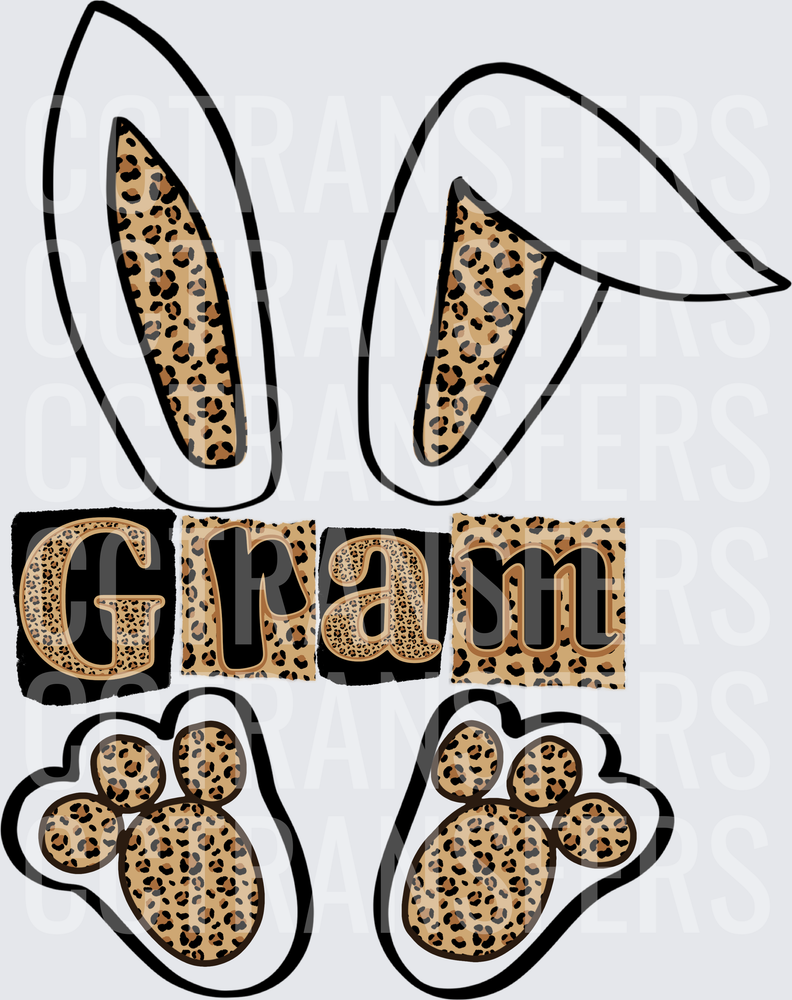 Gram Leopard Print Easter Bunny Ears and Feet (DTF)