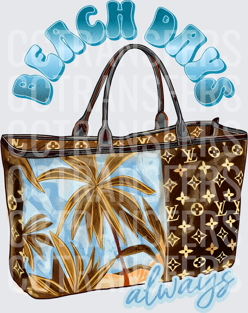 Beach Days Always Luxury Tote Palm Tree Design (DTF)