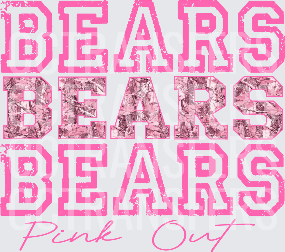 Bears Bears Bears Pink Out Pink Camo Varsity Letters (DTF)