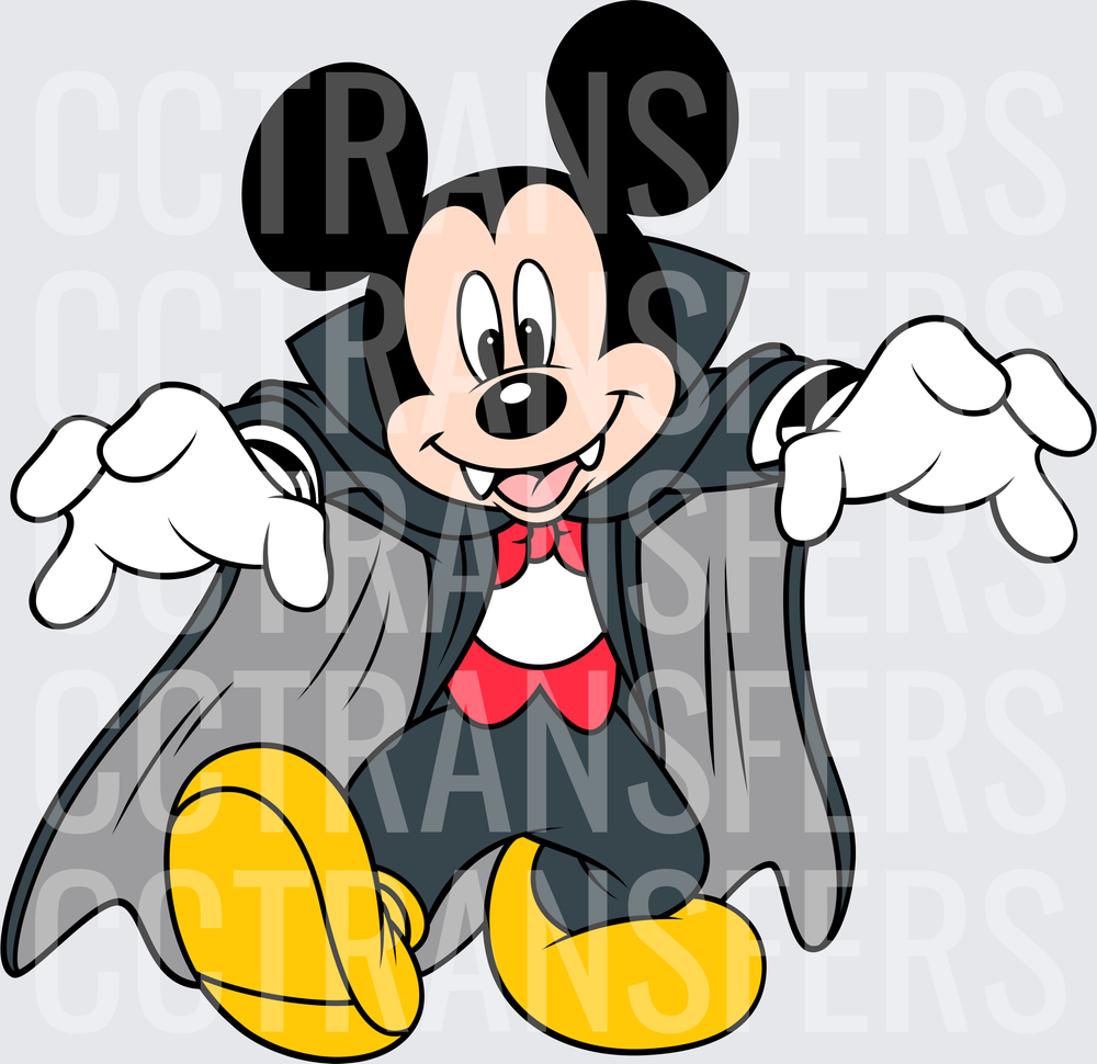 Cartoon Mouse Vampire Halloween Cape Fangs DTF