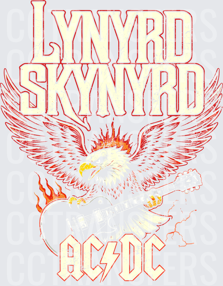 Lynyrd Skynyrd AC/DC Eagle Guitar Flames Vintage (DTF)