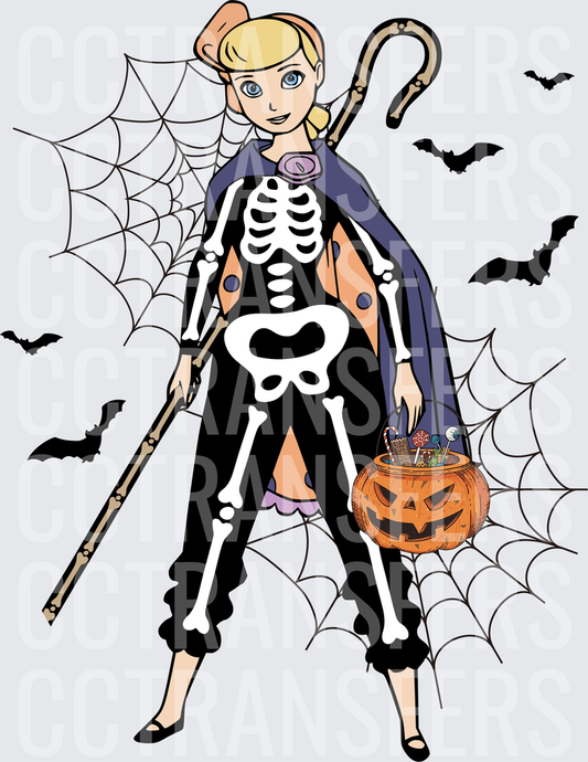 Blonde Shepherdess Halloween Skeleton Trick or Treat (DTF)